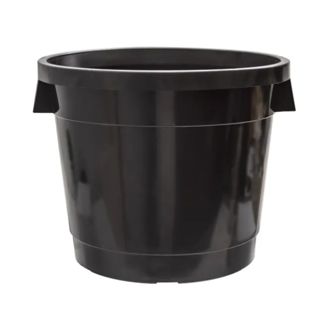 Flower Bucket Sturdy Plastic Round 15L Black (32Dx27cmH)