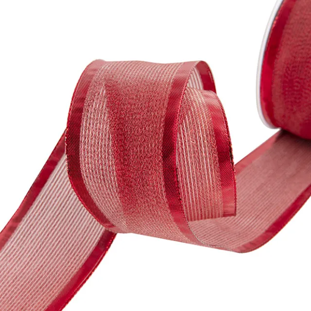 Ribbon Metallic Shimmer Wire Edge Red (50mmx20m)