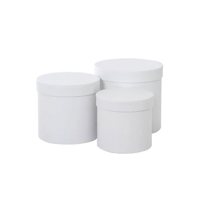 Gift Box Round White (17cmDx16cmH) Set 3