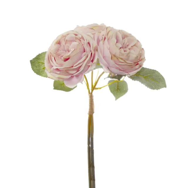 English Garden Rose Bouquet Ice Pink (35cmH)