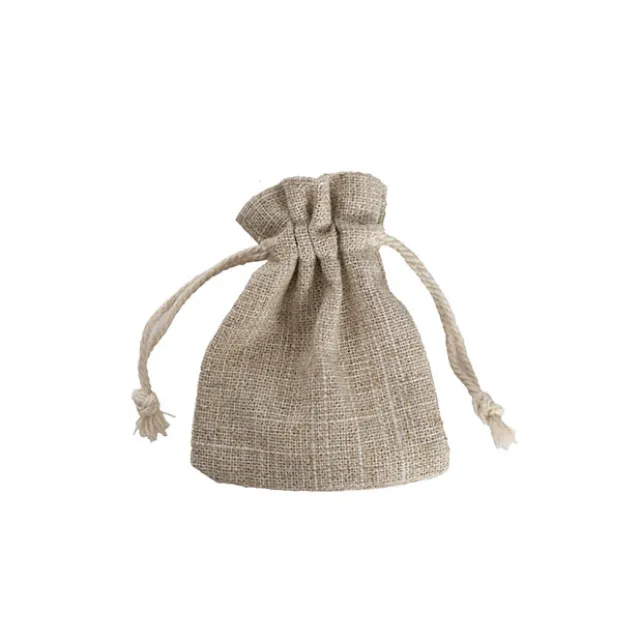 Faux Linen Bomboniere Gift Bag Small Pk6 Natural (8x9.5cmH)
