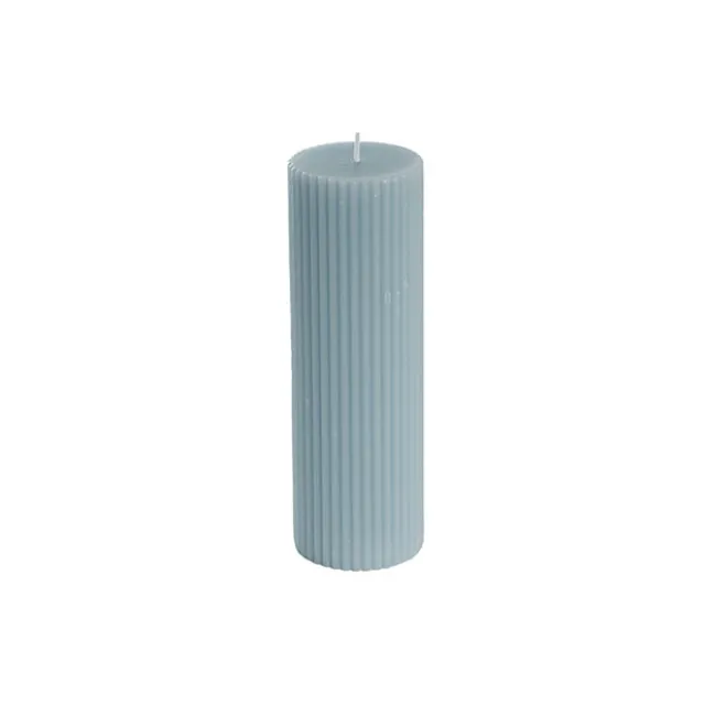 Roman Fluted Pillar Candle French Blue (5x20cmH)