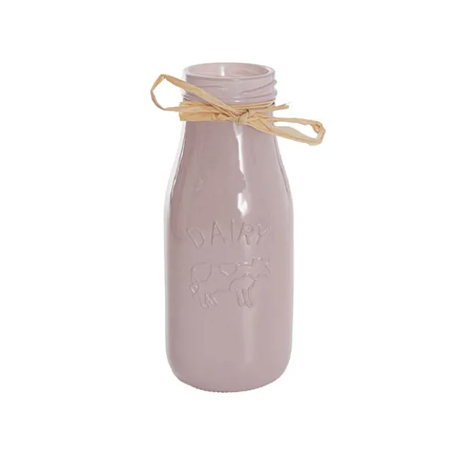Glass Milk Bottle Solid Glossy Nude (6cmDx15.5cmH)