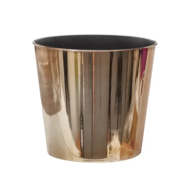 Flora Chrome Pot Round (17Dx15.5cmH) Rose Gold