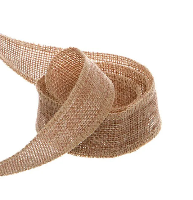 Faux Jute Ribbon Sewn Edge Natural (25mmx10m)