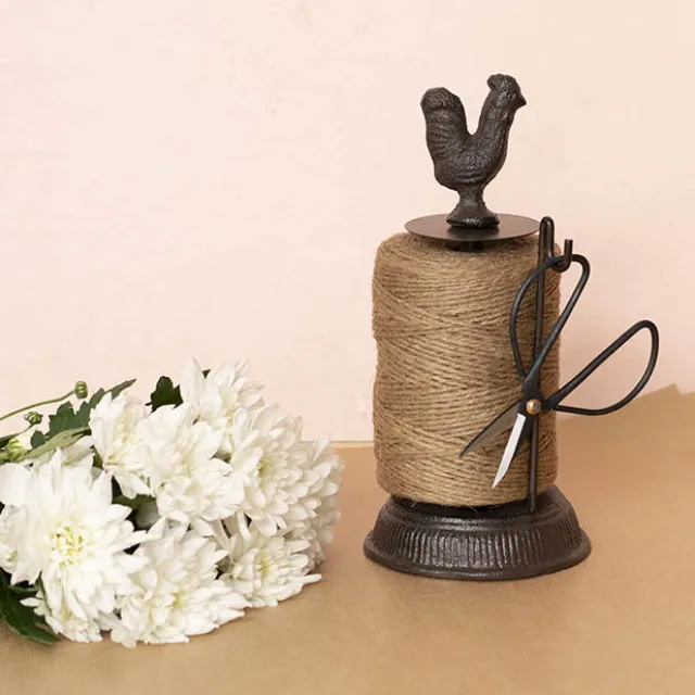 Jute String Ornamental Holder Rooster & Scissors (12x26cmH)